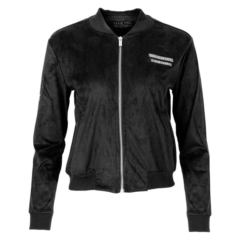 Slim Fit Zip Up Bomber Jacket in Black Noir Velvet image number 7